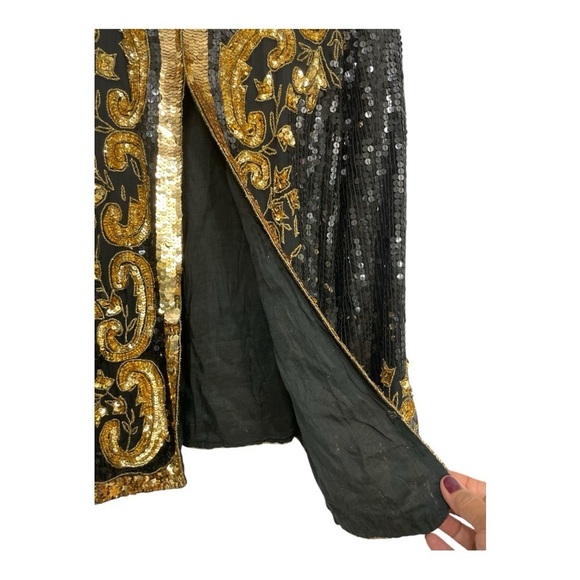 Vintage Jean for Joseph Le Bon Black & Gold silk Fully Sequined Jacket size M - Picture 3 of 11